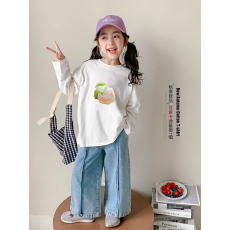 批发纯棉女童长袖T恤<b class='q'>春</b>秋新款韩版儿童洋气宝宝时髦百搭上衣