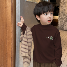 批发男童德绒半高领长袖T恤秋新款街头潮流休闲儿童外穿打底衫