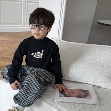 批发男童德绒半高领长袖T恤秋新款街头潮流休闲儿童外穿打底衫