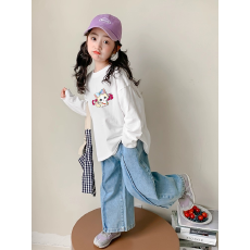 批发纯棉女童长袖T恤<b class='q'>春</b>秋新款韩版儿童洋气宝宝时髦百搭上衣