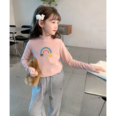 批发儿童半高领德绒<b class='q'>打底衫</b>秋冬内搭<b class='q'>女童</b>装长袖T恤秋冬百搭洋气上衣