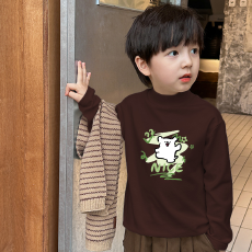 批发男童德绒半高领长袖T恤秋新款街头潮流休闲儿童外穿打底衫