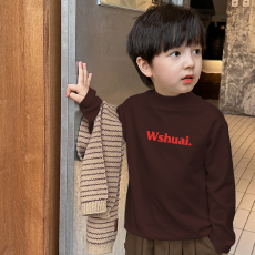 批发男童德绒半高领长袖T恤秋新款街头潮流休闲儿童外穿打底衫