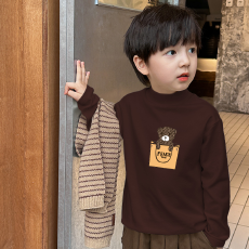 批发男童德绒半高领长袖T恤<b class='q'>秋</b>新款街头潮流休闲儿童外穿打底衫