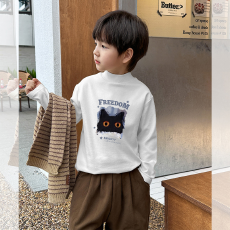 批发男童德绒半高领长袖T恤<b class='q'>秋</b>新款街头潮流休闲儿童外穿打底衫