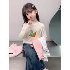 批发儿童半高领德绒打底衫<b class='q'>秋</b>冬内搭女童装长袖T恤<b class='q'>秋</b>冬百搭洋气上衣
