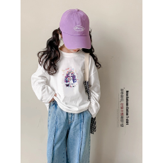 批发纯棉女童长袖T恤春<b class='q'>秋</b>新款韩版儿童洋气宝宝时髦百搭上衣