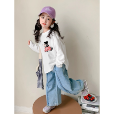 批发纯棉女童长袖T恤春<b class='q'>秋</b>新款韩版儿童洋气宝宝时髦百搭上衣