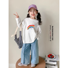 批发纯棉女童长袖T恤春<b class='q'>秋</b>新款韩版儿童洋气宝宝时髦百搭上衣