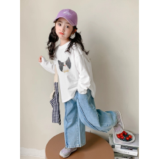 批发纯棉女童长袖T恤春<b class='q'>秋</b>新款韩版儿童洋气宝宝时髦百搭上衣