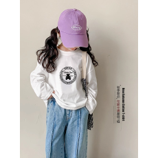 批发纯棉女童长袖T恤春<b class='q'>秋</b>新款韩版儿童洋气宝宝时髦百搭上衣