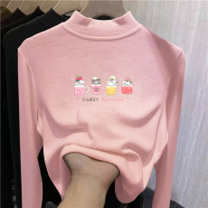 批发<b class='q'>儿童</b>半高领德绒打底衫秋冬内搭女童装长袖T恤秋冬百搭洋气上衣