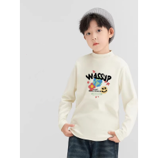 批发<b class='q'>男童</b>德绒<b class='q'>半高领</b>长袖T恤秋新款街头潮流休闲儿童外穿打底衫