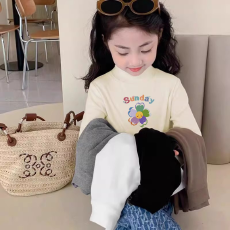 批发儿童半高领德绒打底衫秋冬内搭女童装长袖T恤秋冬百搭洋气上衣