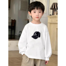 批发纯棉 带螺纹袖口<b class='q'>男童</b><b class='q'>长袖</b>T恤春秋装新款儿童时尚圆领百搭t恤