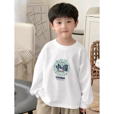 批发纯棉 带螺纹袖口<b class='q'>男童</b><b class='q'>长袖</b>T恤春秋装新款儿童时尚圆领百搭t恤