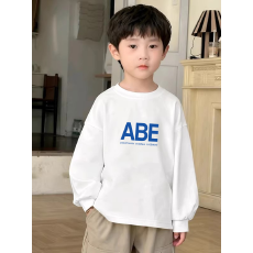 批发纯棉 带螺纹袖口<b class='q'>男童</b><b class='q'>长袖</b>T恤春秋装新款儿童时尚圆领百搭t恤