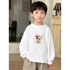 批发纯棉 带螺纹袖口<b class='q'>男童</b><b class='q'>长袖</b>T恤春秋装新款儿童时尚圆领百搭t恤