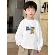 批发纯棉 带螺纹袖口<b class='q'>男童</b><b class='q'>长袖</b>T恤春秋装新款儿童时尚圆领百搭t恤