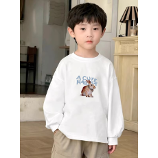 批发纯棉 带螺纹袖口<b class='q'>男童</b><b class='q'>长袖</b>T恤春秋装新款儿童时尚圆领百搭t恤