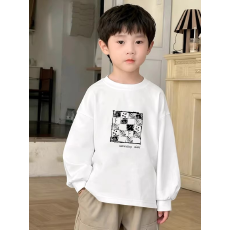 批发纯棉 带螺纹袖口<b class='q'>男童</b><b class='q'>长袖</b>T恤春秋装新款儿童时尚圆领百搭t恤