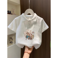 批发儿童短袖上衣<b class='q'>夏</b>季装新款卡通印花polo衫洋气休闲宽松百搭上衣