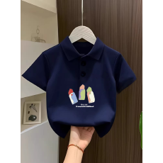 批发儿童短袖上衣<b class='q'>夏</b>季装新款卡通印花polo衫洋气休闲宽松百搭上衣