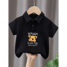 批发儿童短袖上衣<b class='q'>夏</b>季装新款卡通印花polo衫洋气休闲宽松百搭上衣