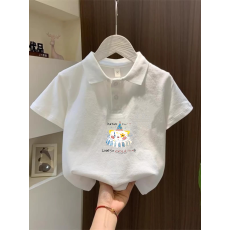 批发儿童短袖上衣<b class='q'>夏</b>季装新款卡通印花polo衫洋气休闲宽松百搭上衣