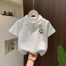 批发儿童短袖上衣夏季装新款卡通印花polo衫洋气休闲宽松百搭上衣