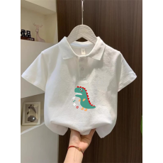 批发儿童短袖上衣夏季装新款卡通印花polo衫洋气休闲宽松百搭上衣