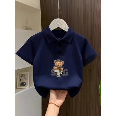批发儿童短袖上衣夏季装新款卡通印花polo衫洋气休闲宽松百搭上衣