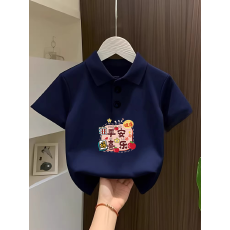 批发儿童短袖上衣夏季装新款卡通印花polo衫洋气休闲宽松百搭上衣