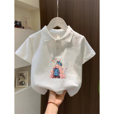 批发儿童短袖上衣夏季装新款卡通印花polo衫洋气休闲宽松百搭上衣