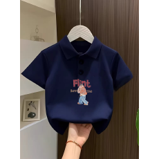 批发儿童短袖上衣夏季装新款卡通印花polo衫洋气休闲宽松百搭上衣