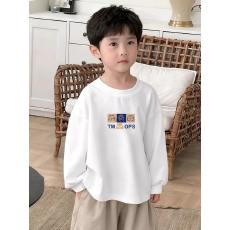 批发纯棉 带螺纹袖口男童长袖T恤春秋装新款儿童时尚圆领百搭t恤