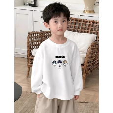 批发纯棉 带螺纹袖口男童长袖T恤春秋装新款儿童时尚圆领百搭t恤