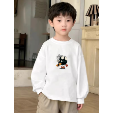 批发纯棉 带螺纹袖口男童长袖T恤春秋装新款儿童时尚圆领百搭t恤