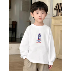 批发纯棉 带螺纹袖口男童长袖T恤春秋装新款儿童时尚圆领百搭t恤