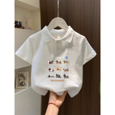 批发儿童短袖上衣<b class='q'>夏</b>季装新款卡通印花polo衫洋气休闲宽松百搭上衣