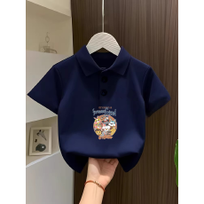 批发儿童短袖上衣<b class='q'>夏</b>季装新款卡通印花polo衫洋气休闲宽松百搭上衣
