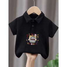 批发儿童短袖上衣<b class='q'>夏</b>季装新款卡通印花polo衫洋气休闲宽松百搭上衣