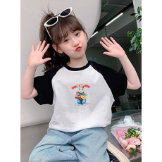 批发纯棉女童插肩短袖T恤<b class='q'>夏</b>季新款儿童印花时尚百搭洋气上衣