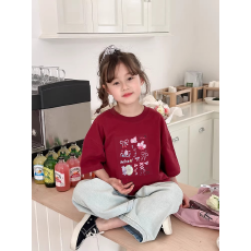 批发纯棉<b class='q'>女</b><b class='q'>童</b>韩版洋气短袖T恤夏装新款<b class='q'>百搭</b>圆领印花休闲上衣潮