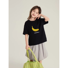 批发纯棉<b class='q'>女</b><b class='q'>童</b>韩版洋气短袖T恤夏装新款<b class='q'>百搭</b>圆领印花休闲上衣潮