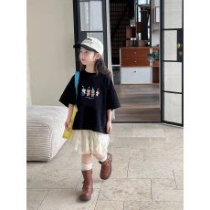 批发纯棉<b class='q'>女童</b><b class='q'>韩版</b>洋气短袖T恤夏装新款百搭圆领印花休闲上衣潮