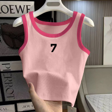 批发1*1纯棉高弹力女童撞色背心夏季新款多巴胺百搭时尚无袖上衣