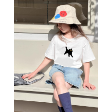 批发纯棉<b class='q'>女</b><b class='q'>童</b><b class='q'>韩版</b>洋气短袖T恤夏装新款百搭圆领印花休闲上衣潮