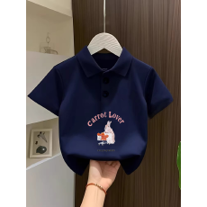 批发儿童短袖上衣夏季装新款卡通印花polo衫洋气休闲宽松百搭上衣