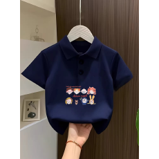 批发儿童短袖上衣夏季装新款卡通印花polo衫洋气休闲宽松百搭上衣